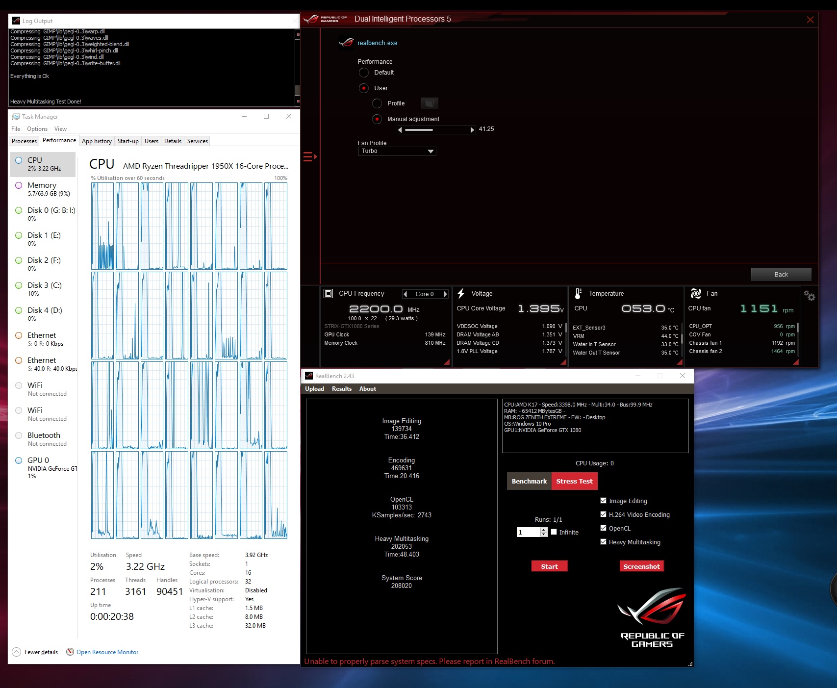First run of Asus real bench-test-4 CPU-31.25GHz-mem-2800MHz.jpg